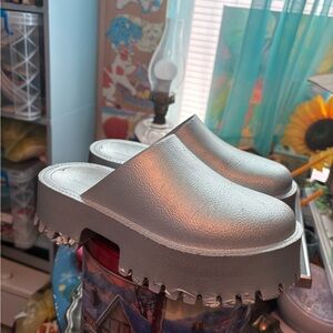 Jeffrey Campbell Silver Platform Clogs